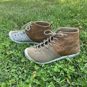 Keen High Top Brown and Gray Suede Chukka Shoe